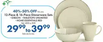 Boscov's 12-Piece & 16-Piece Dinnerware Sets offer