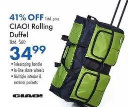 Boscov's CIAO! Rolling Duffel offer