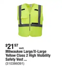 The Home Depot Milwaukee Large/X-Large Yellow Class 2 High Visibility Safety Vest offer