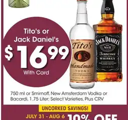 Ralphs Tito's or Jack Daniel's offer