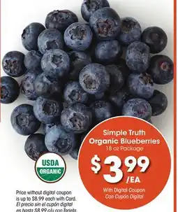 Ralphs Simple Truth Organic Blueberries offer