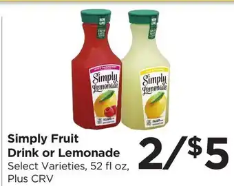 Food 4 Less Simply Fruit Drink or Lemonade offer