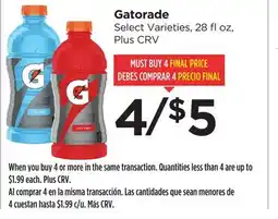 Food 4 Less Gatorade offer