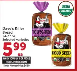Vons Dave's Killer Bread offer
