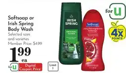 Pavilions Softsoap or Irish Spring Body Wash offer
