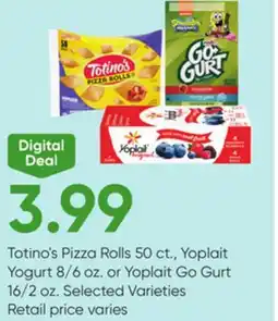 Stater Bros Totino's Pizza Rolls 50 ct., Yoplait Yogurt 8/6 oz. or Yoplait Go Gurt 16/2 oz offer