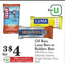 Pavilions Clif Bars, Luna Bars or Builders Bars offer