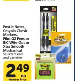 Albertsons Post-it Notes, Crayola Classic Markers, Pilot G2 Pens or BiC Wite-Out or Xtra Smooth Mechanical offer