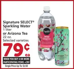 Albertsons Signature SELECT Sparkling Water 1 liter or Arizona Tea 22 oz offer