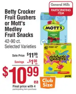Smart & Final Betty Crocker Fruit Gushers or Mott's Medley Fruit Snacks offer