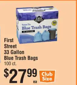 Smart & Final First Street 33 Gallon Blue Trash Bags offer