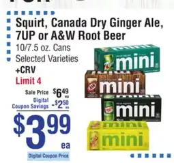Smart & Final Squirt, Canada Dry Ginger Ale, 7UP or A & W Root Beer offer