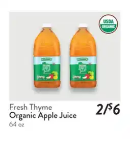 Fresh Thyme Fresh Thyme Organic Apple Juice offer