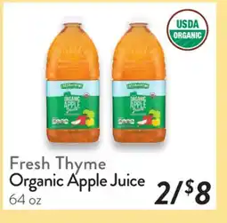 Fresh Thyme Fresh Thyme Organic Apple Juice offer