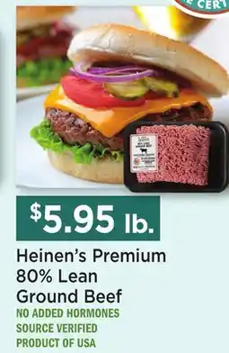 Heinen's Heinen's Premium 80% Lean Ground Beef offer
