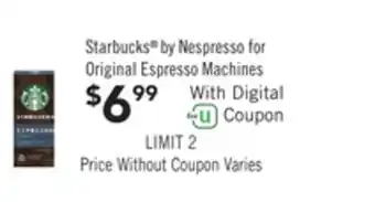 Jewel-Osco Starbucks by Nespresso for Original Espresso Machines offer