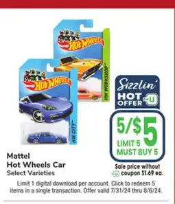 Jewel-Osco Mattel Hot Wheels Car offer