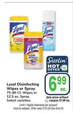Jewel-Osco Lysol Disinfecting Wipes or Spray offer