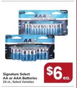 Jewel-Osco Signature Select AA or AAA Batteries offer