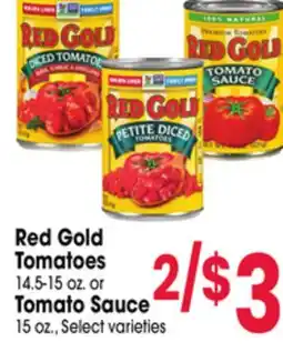Jewel-Osco Red Gold Tomatoes 14.5-15 oz. or Tomato Sauce 15 oz offer