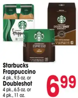 Jewel-Osco Starbucks Frappuccino 4 pk., 9.5 oz. or Doubleshot 4 pk., 6.5 oz. or 4 pk., 11 oz offer