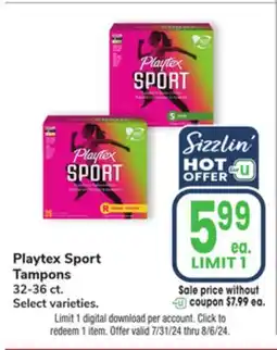 Jewel-Osco Playtex Sport Tampons offer