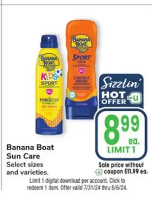 Jewel-Osco Banana Boat Sun Care offer
