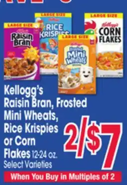 Jewel-Osco Kellogg's Raisin Bran, Frosted Mini Wheats, Rice Krispies or Corn Flakes offer