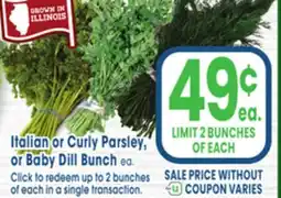 Jewel-Osco Italian or Curly Parsley, or Baby Dill Bunch offer
