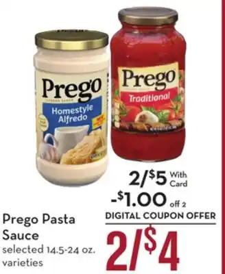 Mariano's Prego Pasta Sauce offer