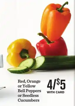Mariano's Red, Orange or Yellow Bell Peppers Seedless Cucumbers offer