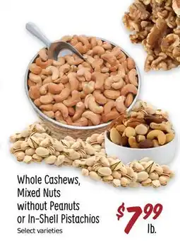 Sprouts Farmers Market Whole Cashews, Mixed Nuts without Peanuts or In-Shell Pistachios offer