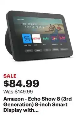 Best Buy Amazon - Echo Show 8 (3rd Generation) 8-inch Smart Display with Alexa - Charcoal offer