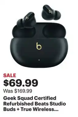 Best Buy Geek Squad Certified Refurbished Beats Studio Buds + True Wireless Noise Cancelling Earbuds - Black/Gold offer