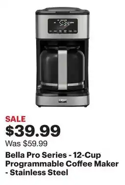Best Buy Bella Pro Series - 12-Cup Programmable Coffee Maker - Stainless Steel offer