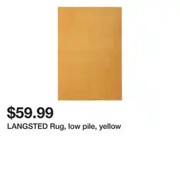Ikea LANGSTED Rug, low pile, yellow offer