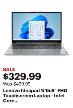 Best Buy Lenovo Ideapad 1i 15.6 FHD Touchscreen Laptop - Intel Core i3-1215U with 8GB Memory - Intel UHD Graphics - 256GB SSD - Cloud offer
