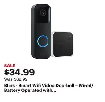 Best Buy Blink - Smart Wifi Video Doorbell – Wired/Battery Operated with Sync Module 2 - Black offer