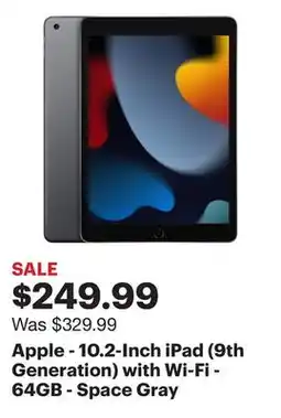 Best Buy Apple - 10.2-Inch iPad (9th Generation) with Wi-Fi - 64GB - Space Gray offer