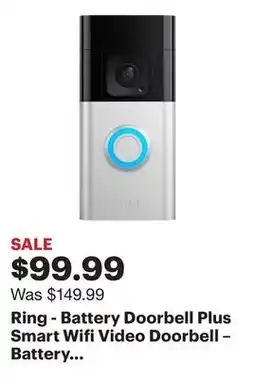 Best Buy Ring - Battery Doorbell Plus Smart Wifi Video Doorbell – Battery Operated with Head-to-Toe View - Satin Nickel offer