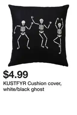 Ikea KUSTFYR Cushion cover, white/black ghost offer