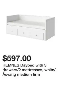 Ikea HEMNES Daybed with 3 drawers/2 mattresses, white/Åsvang medium firm offer