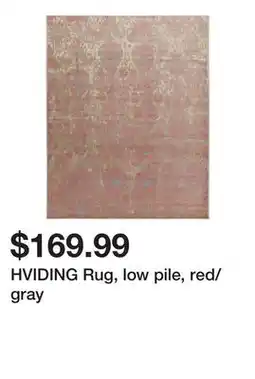 Ikea HVIDING Rug, low pile, red/gray offer