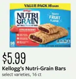 Fareway Kellogg's Nutri-Grain Bars select varieties, 16 ct offer