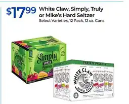 Rite Aid White Claw, Simply, Truly or Mike's Hard Seltzer offer