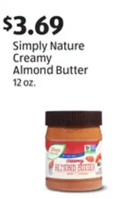 Aldi Simply Nature Creamy Almond Butter offer