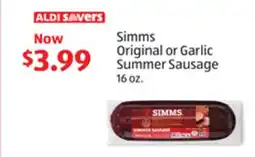 Aldi Simms Original or Garlic Summer Sausage offer