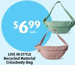 Aldi LIVE IN STYLE Recycled Material Crossbody Bag offer