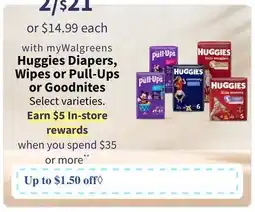 Walgreens Huggies Diapers, Wipes or Pull-Ups or Goodnites offer