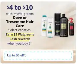 Walgreens Dove or Tresemme Hair Care offer